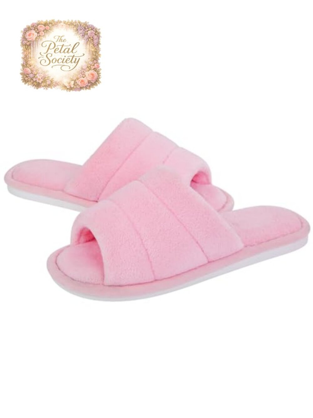 Open Toe Terry Cloth Slippers Memory Foam House Shoes Women Slip On